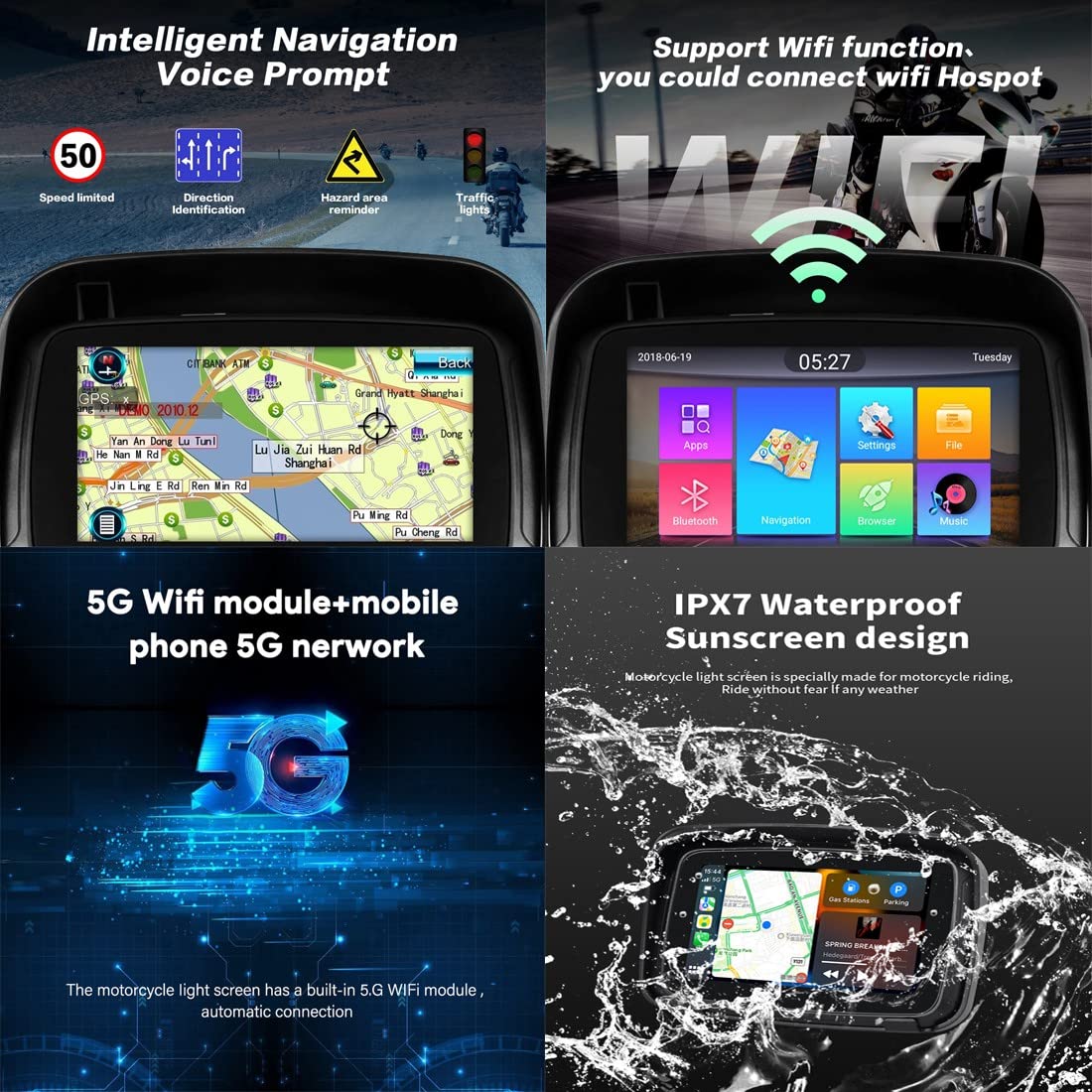 値下げ中‼︎ WATERPROOF NAVIGATOR IPX7 Amazon.com: KAOLALI 7 Inch Motorcycle GPS Navigator